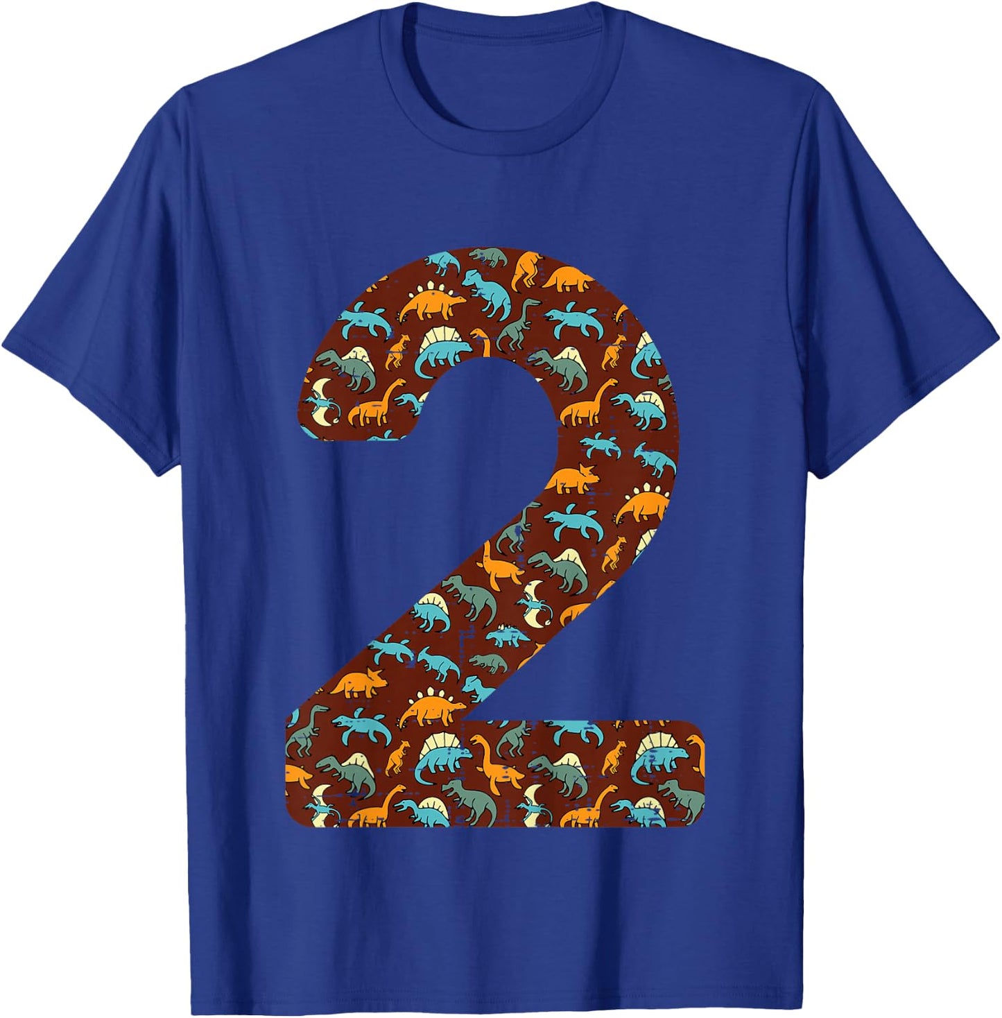 Kids 2nd Birthday 2 Dinosaurs Trex Two Year Bday Toddler Boys Kid T-Shirt - T-Shirt | Royal