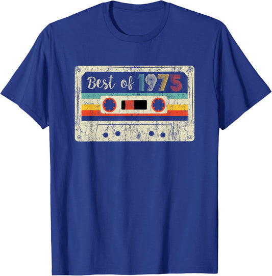 Best of 1975 Classic 1975 Cassette Tape Vintage Birthday T-Shirt - T-Shirt | Royal