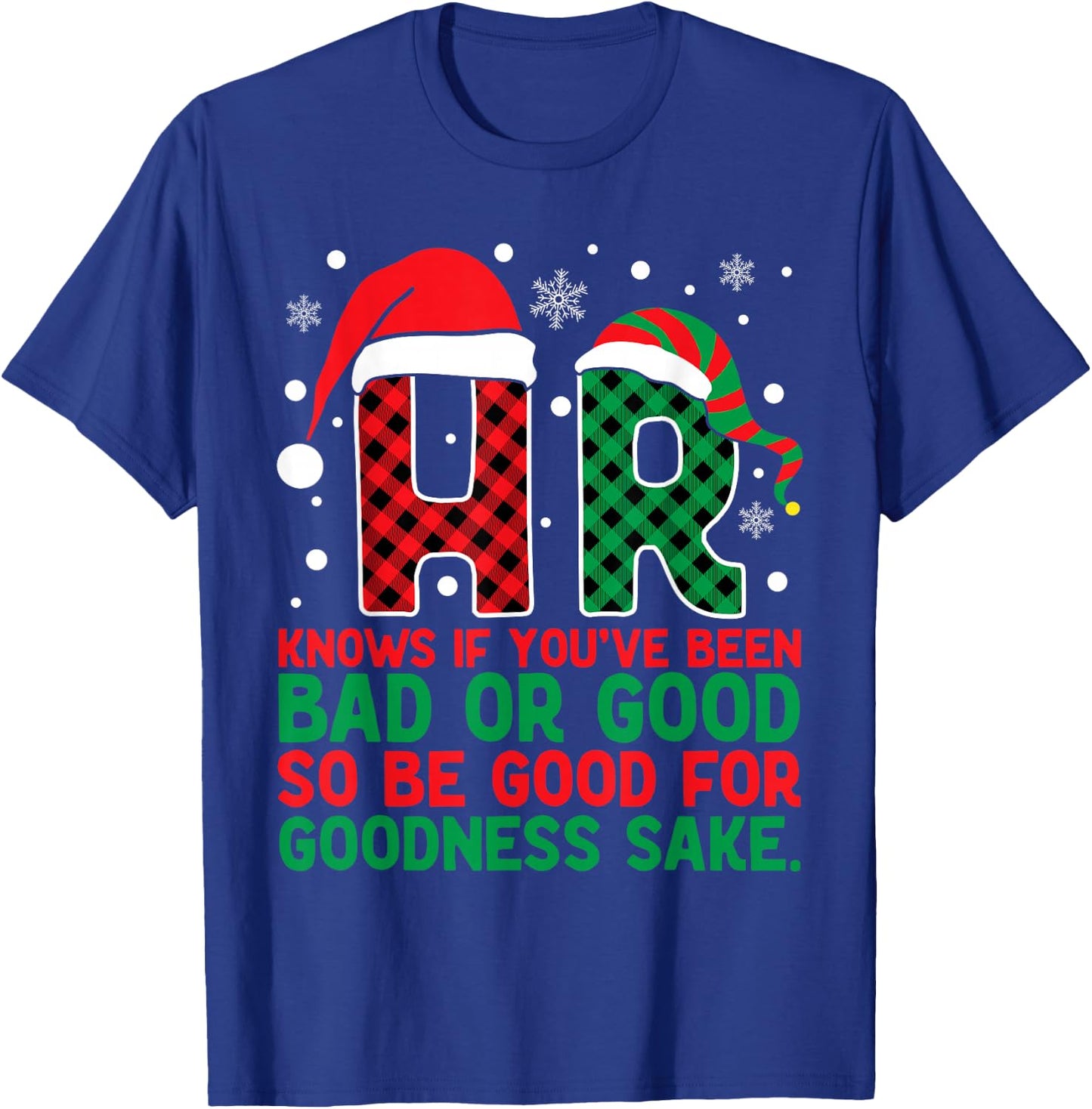 HR Knows If You've Been Bad Or Good Buffalo Plaid Christmas T-Shirt - T-Shirt | Royal