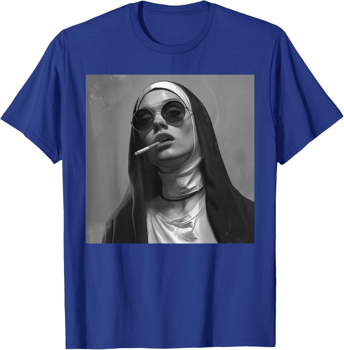 Hot nun smokes cigarette, Rebellious nun T-Shirt - T-Shirt | Royal