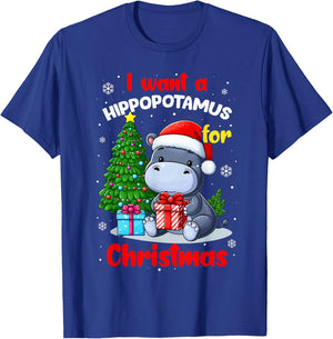 I Want A Hippopotamus For Christmas Hippo For Kids Boys Xmas T-Shirt - T-Shirt | Royal