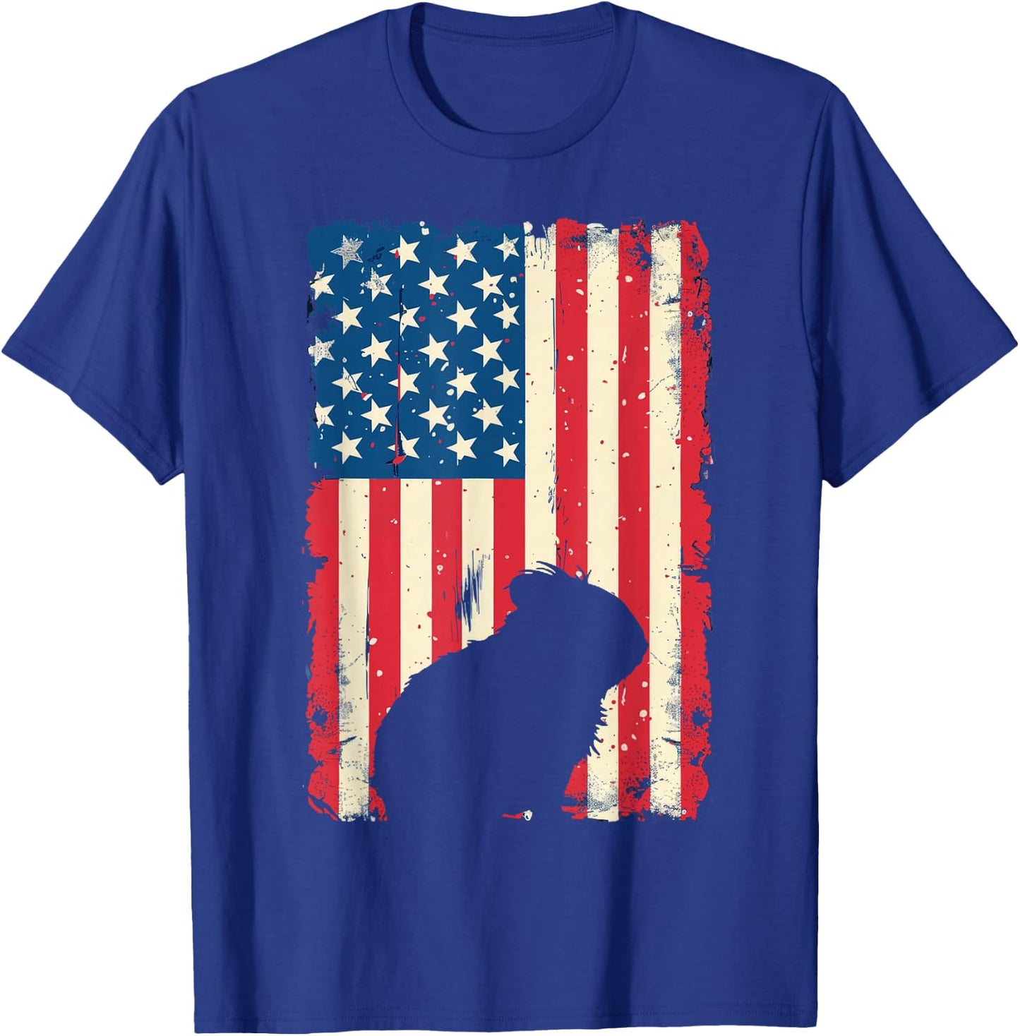 Patriotic Guinea Pig Animal 4th of July US American Flag Women Kids Men T-Shirt - T-Shirt | Royal