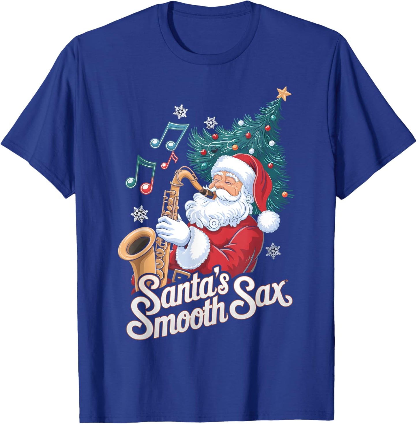 Santas Smooth Sax Saxophone Santa Jazz Christmas T-Shirt - T-Shirt | Royal