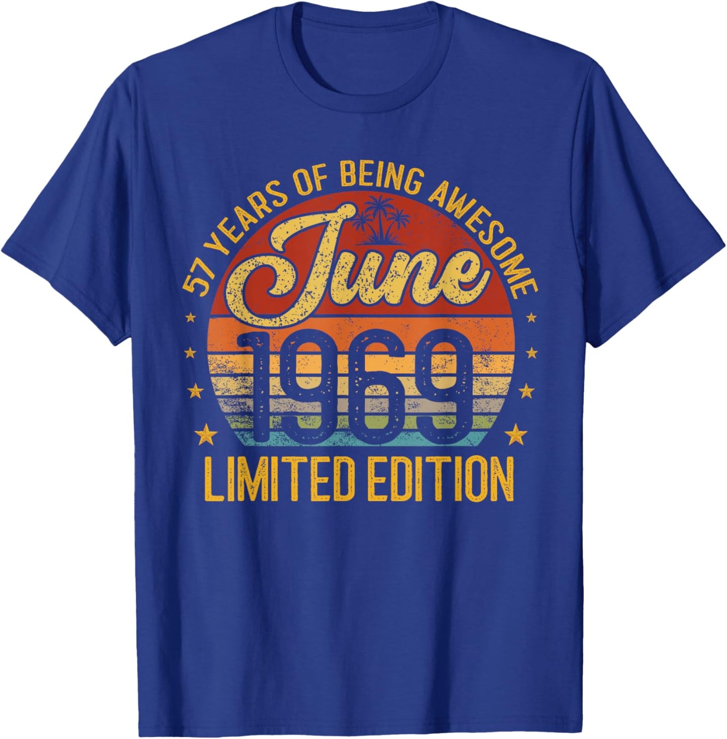 Retro June 1969 Limited Edition 57-Year-Old 57th Birthday T-Shirt - T-Shirt | Royal