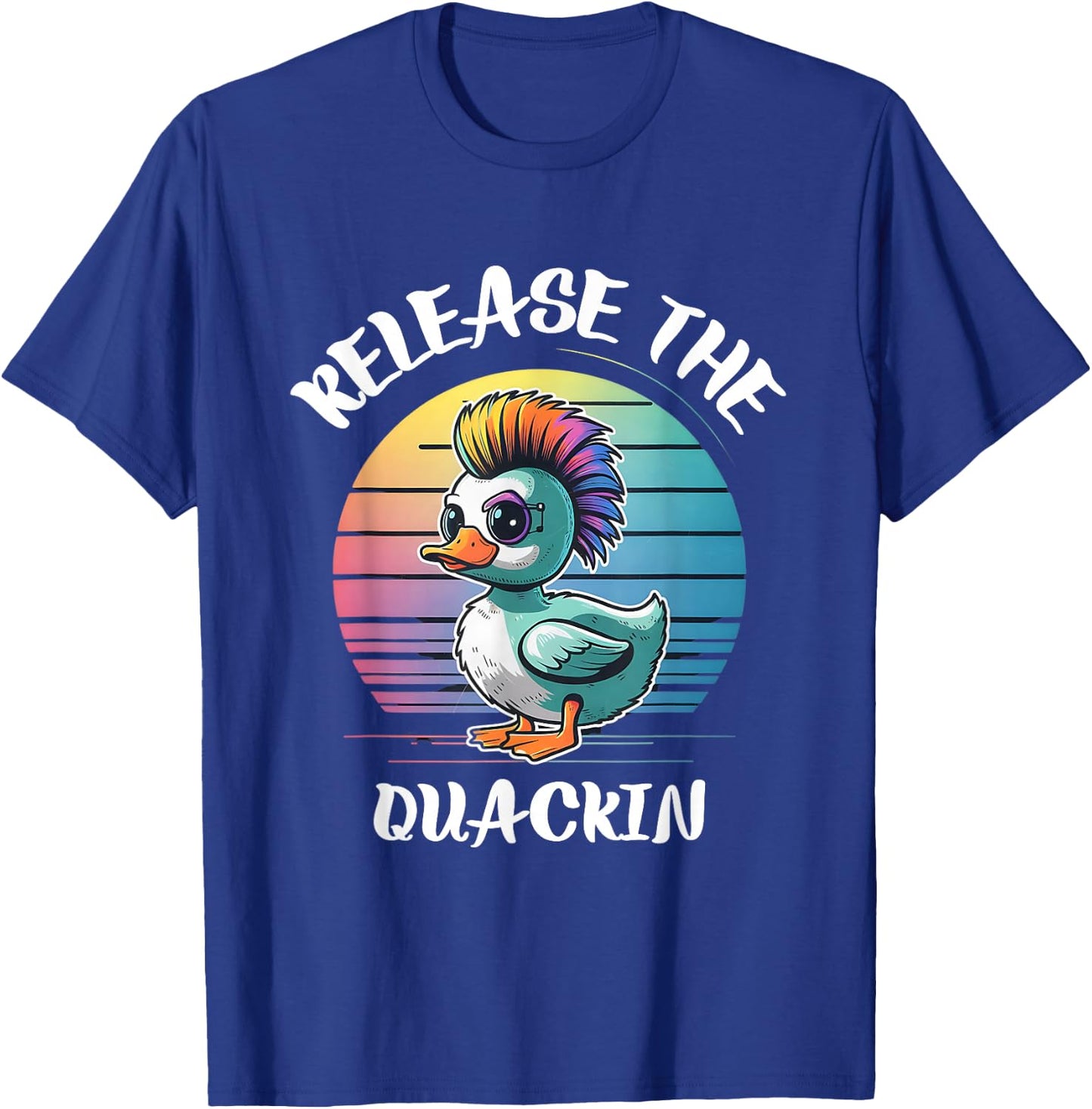 Funny Duck Shirts Release The Quackin -Adults Black Cotton 60% Polyester 40% Modern Lightweight Short-sleeve T-Shirt - T-Shirt | Royal