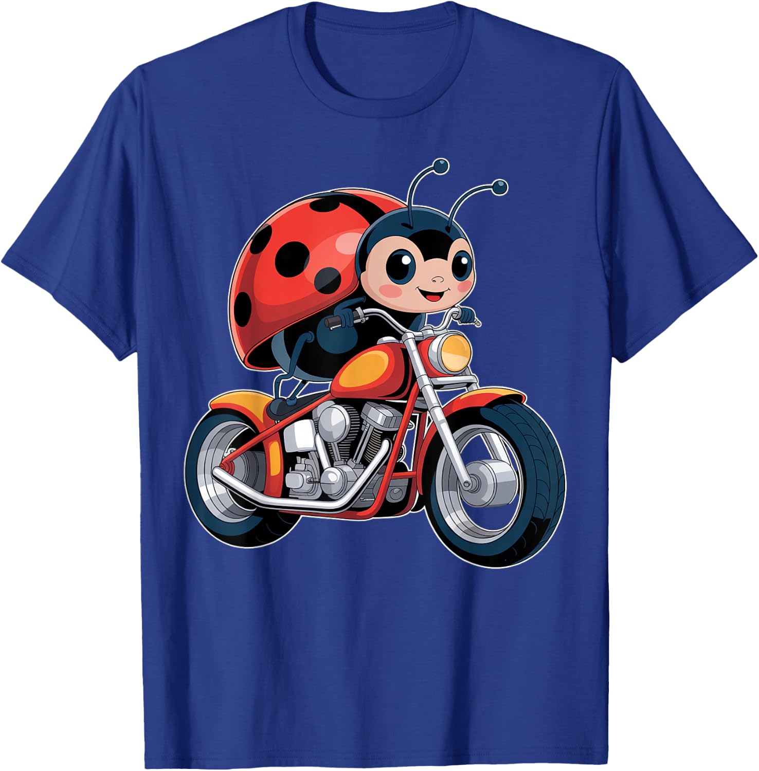 Cute Ladybug on a Motorcycle T-Shirt - T-Shirt | Royal