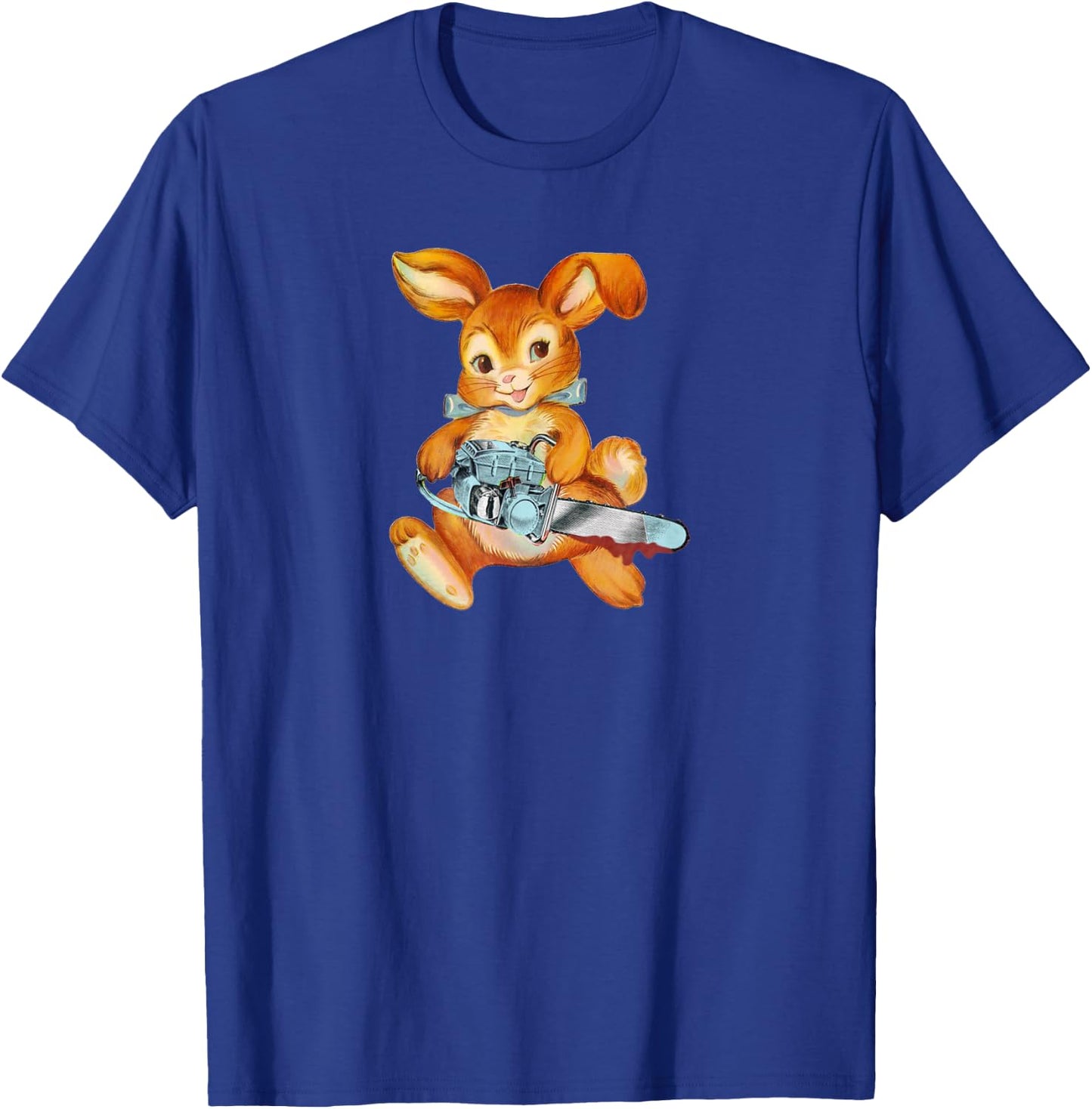Chainsaw Bunny: Vintage-Inspired Dark Humor T-Shirt - T-Shirt | Royal