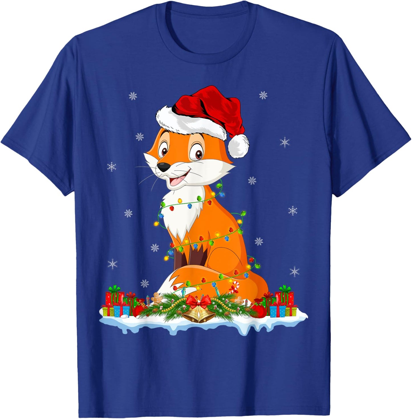 Fox Xmas Lighting Santa Fox Christmas T-Shirt - T-Shirt | Royal