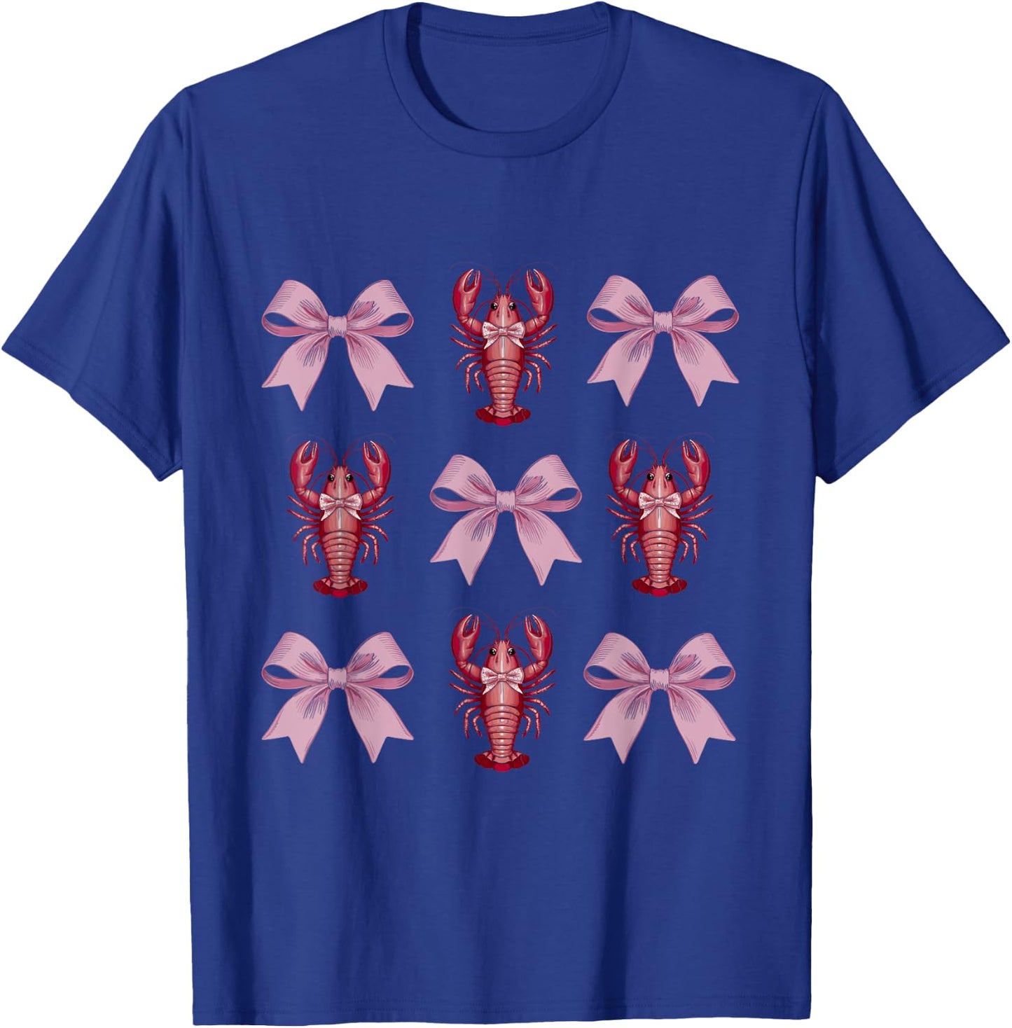 Cute Pink Bow Coquette Crawfish Clean Girl Aesthetic Lobster T-Shirt - T-Shirt | Royal