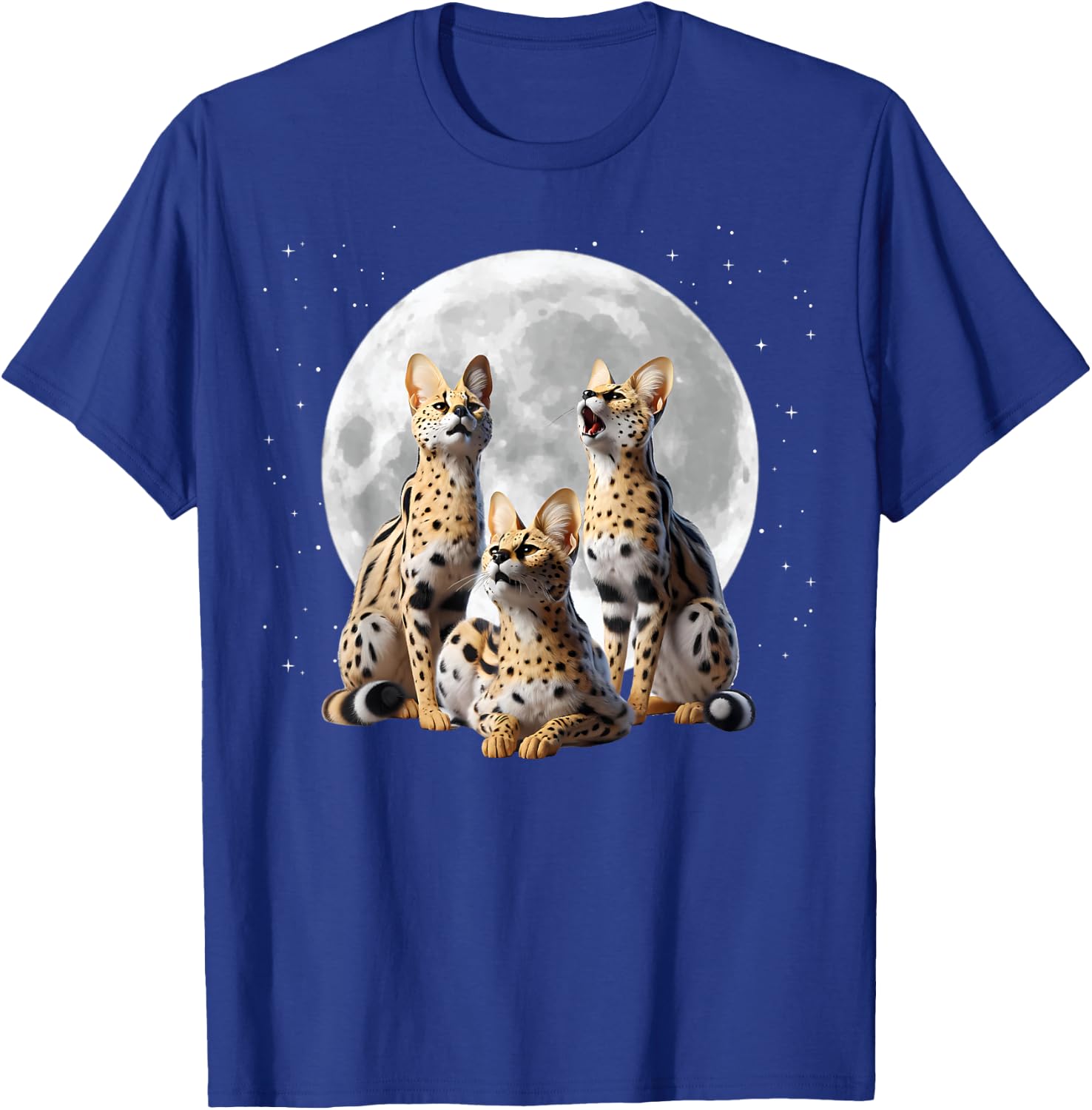 Serval Cats Howling At The Moon, Funny Serval T-Shirt - T-Shirt | Royal