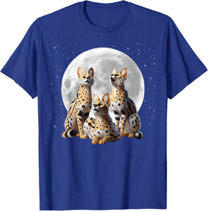Serval Cats Howling At The Moon, Funny Serval T-Shirt - T-Shirt | Royal