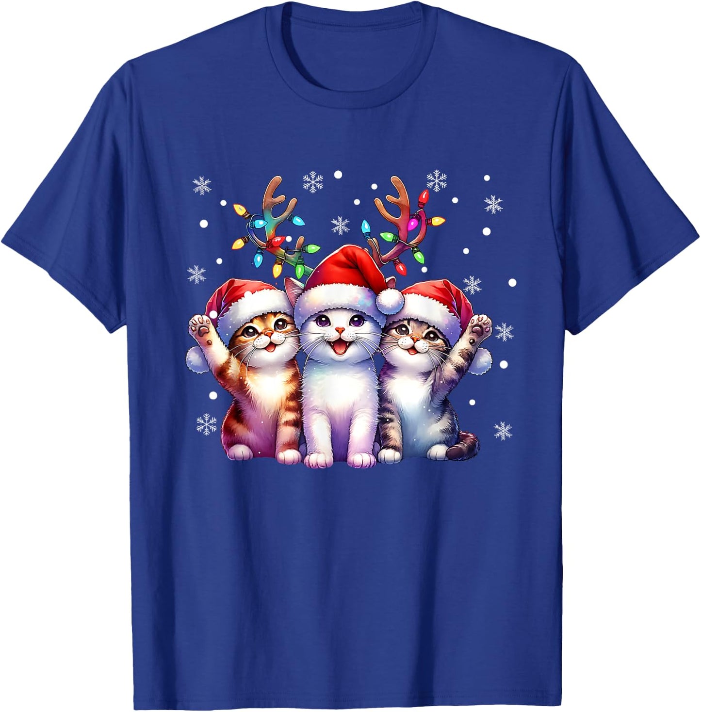 Christmas Cat Santa Reindeer Cat Lover Christmas Cats T-Shirt - T-Shirt | Royal