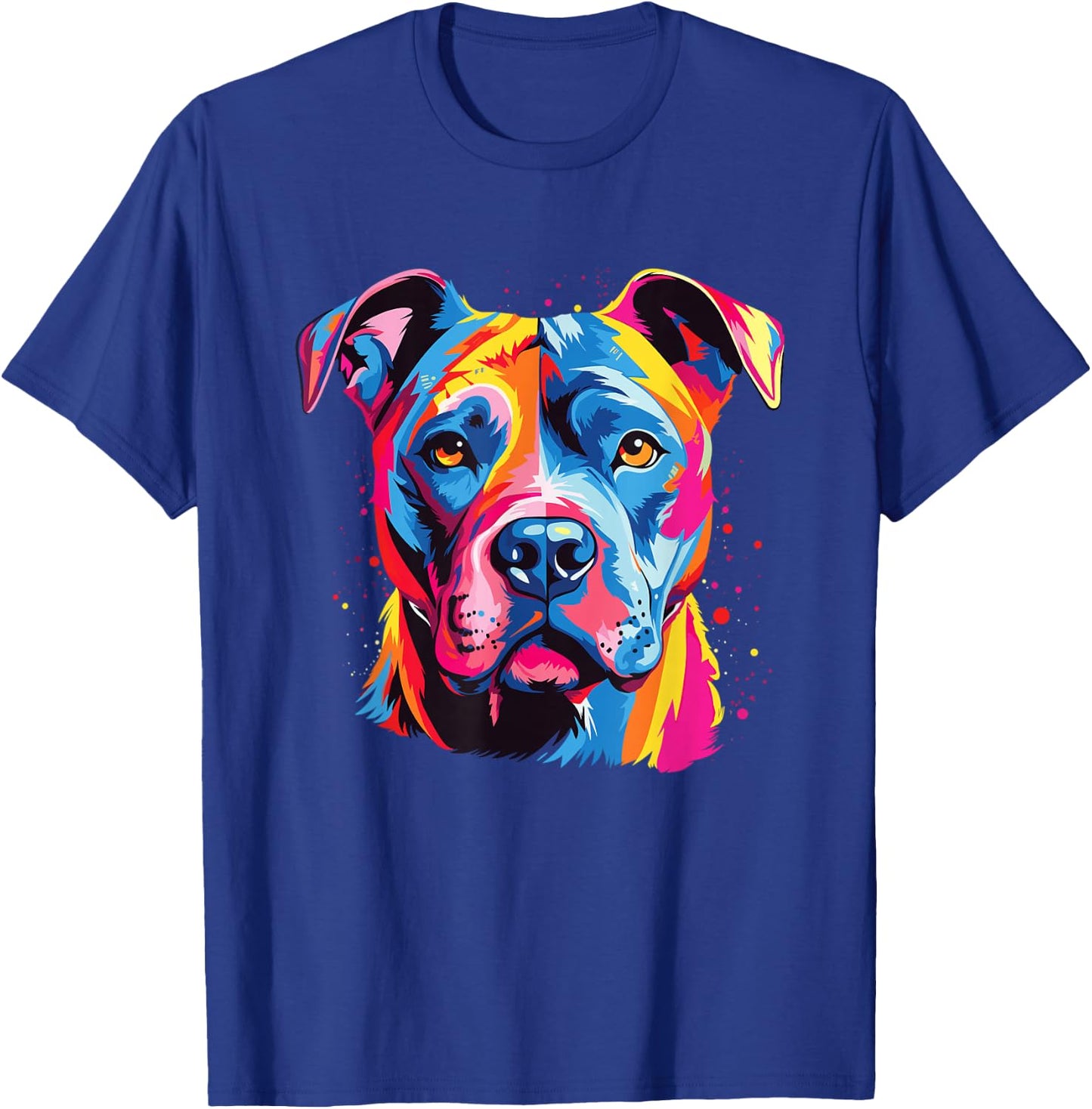 Watercolor Colorful American Pit Bull Terrier Dog T-Shirt - T-Shirt | Royal