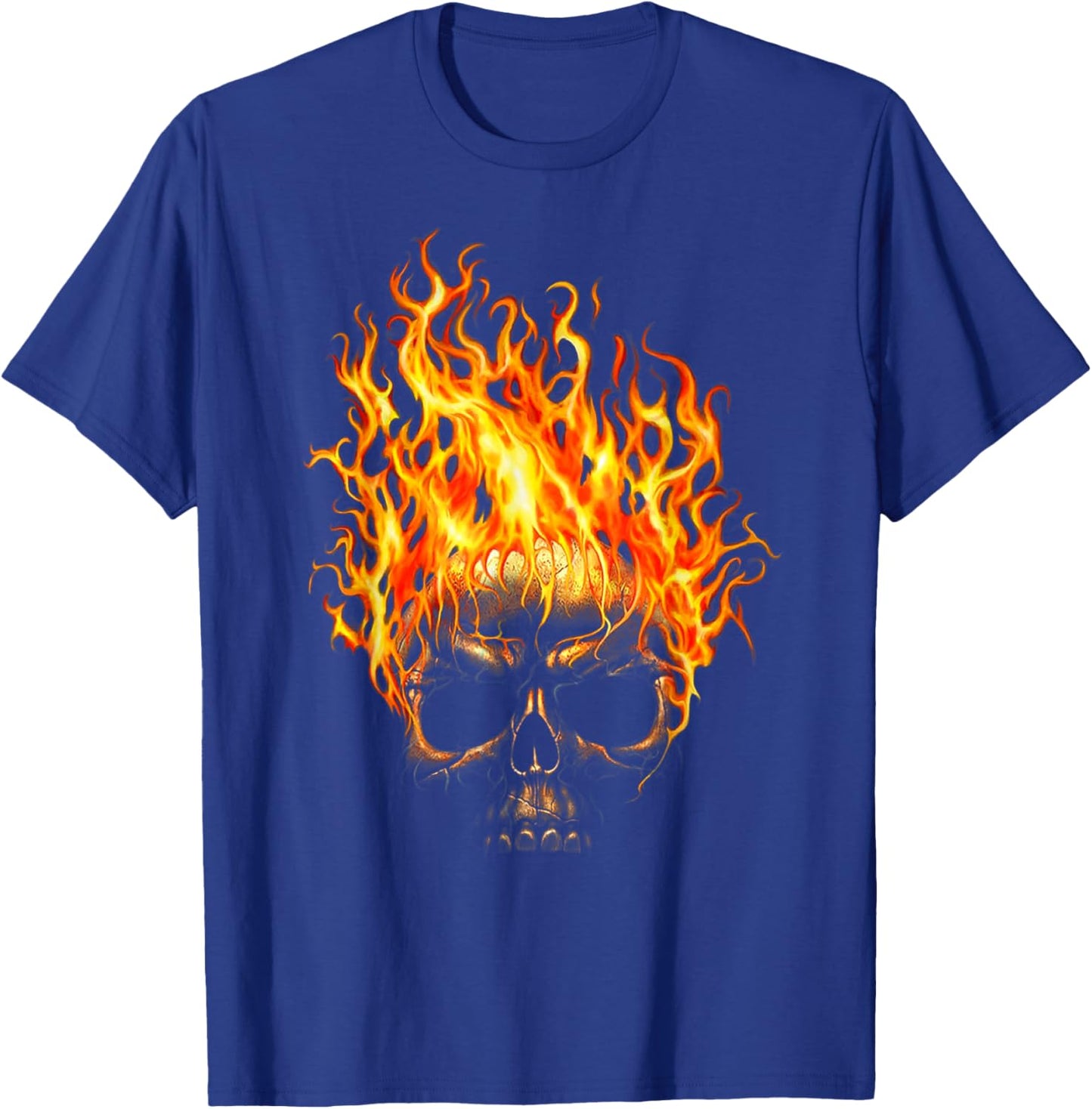 Flame Skull Head Halloween T Shirt Halloween Skeleton Shirt T-Shirt - T-Shirt | Royal