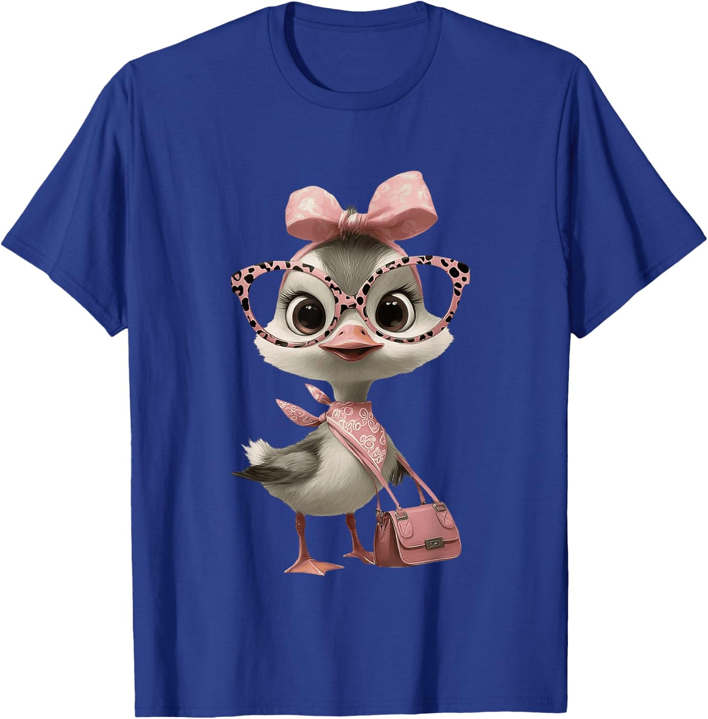 Baby Chick Kawaii Bird Pink Leopard Glasses Portrait Graphic T-Shirt - T-Shirt | Royal