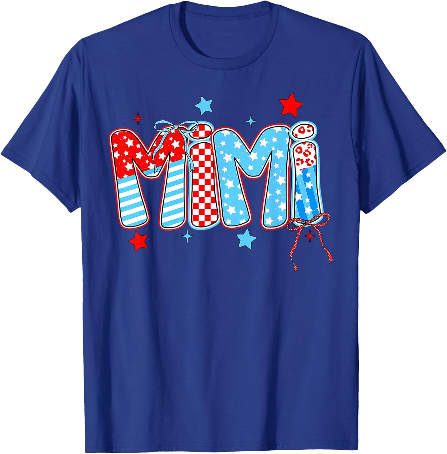 Cute 4th of July MiMi Checkered Memorial Day T-Shirt - T-Shirt | Royal