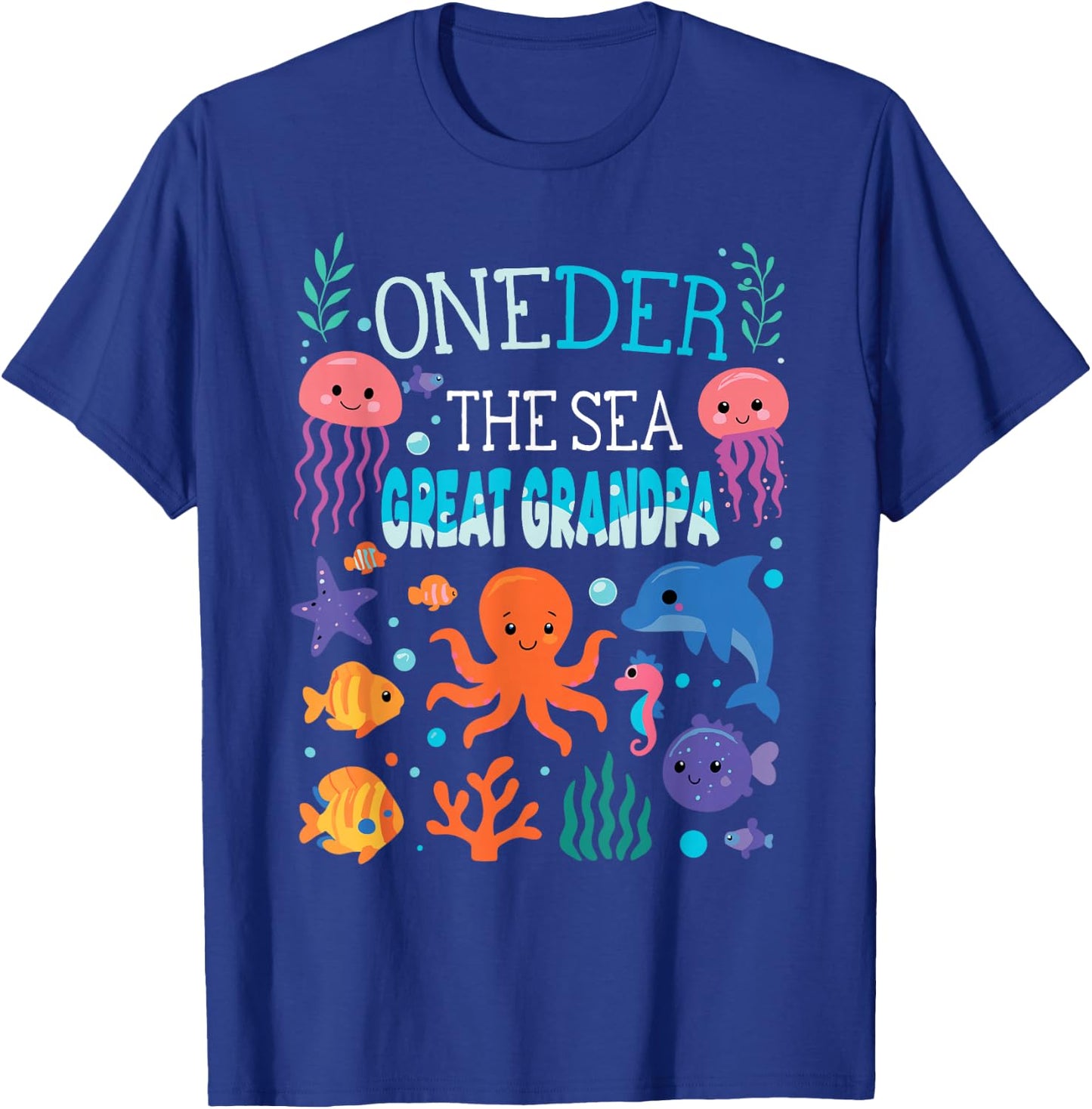 Under Sea Great Grandpa Birthday Girl Boy Matching Family T-Shirt - T-Shirt | Royal