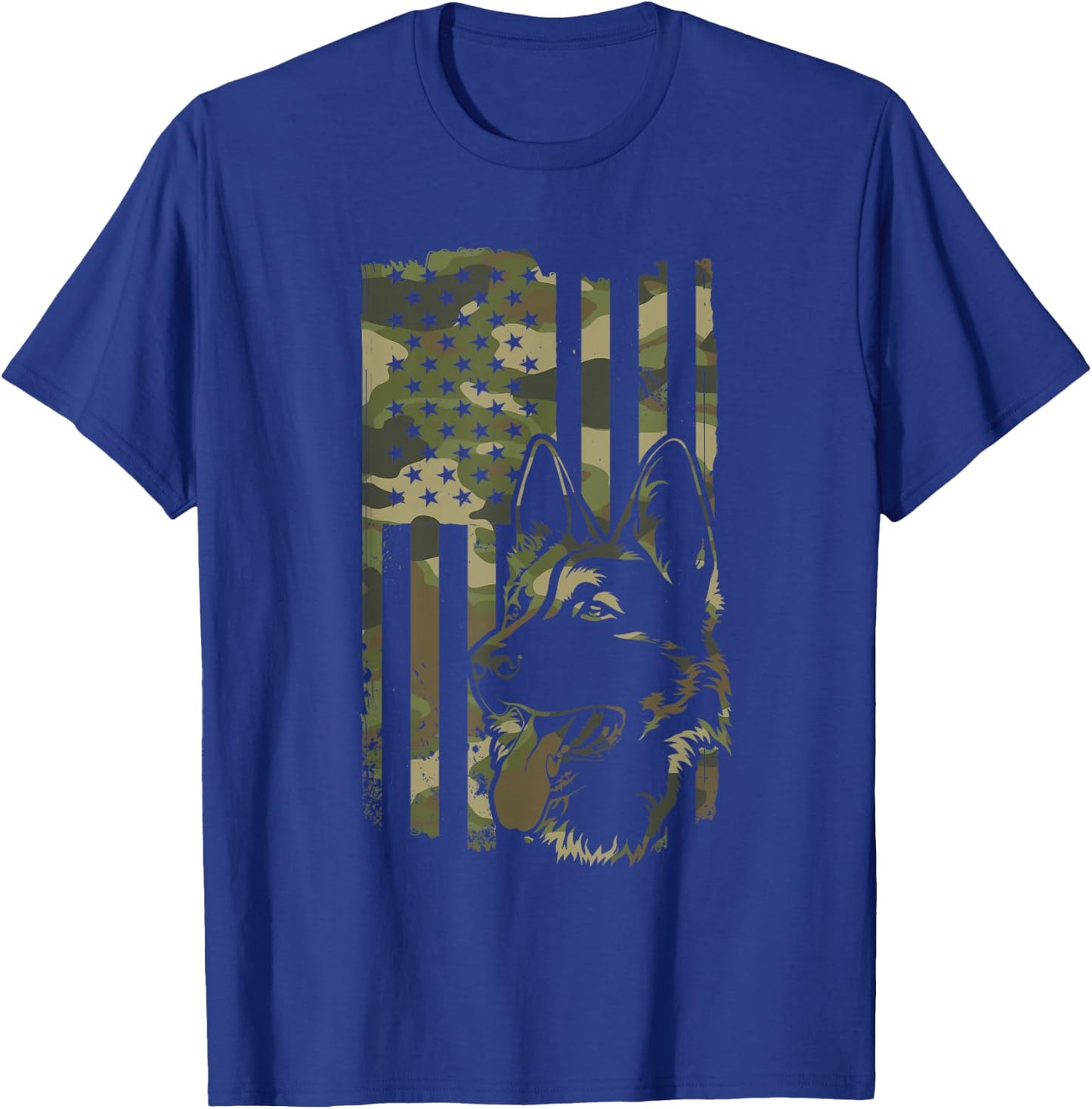 German Shepherd Dog - Dog Lover Shepherd USA Flag 4th July T-Shirt - T-Shirt | Royal