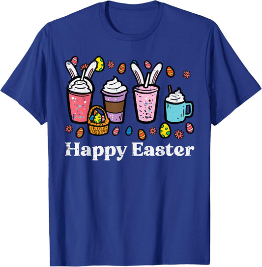 Happy Easter Coffee Bunny Latte Men Women Boys Girls Kids T-Shirt - T-Shirt | Royal