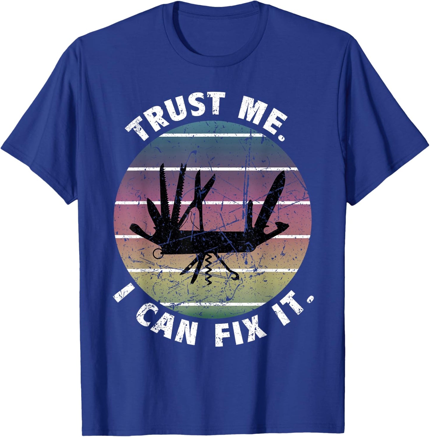 DIY Dad Fathers Day Can Fix It Handyman Swiss Army Knife T-Shirt - T-Shirt | Royal
