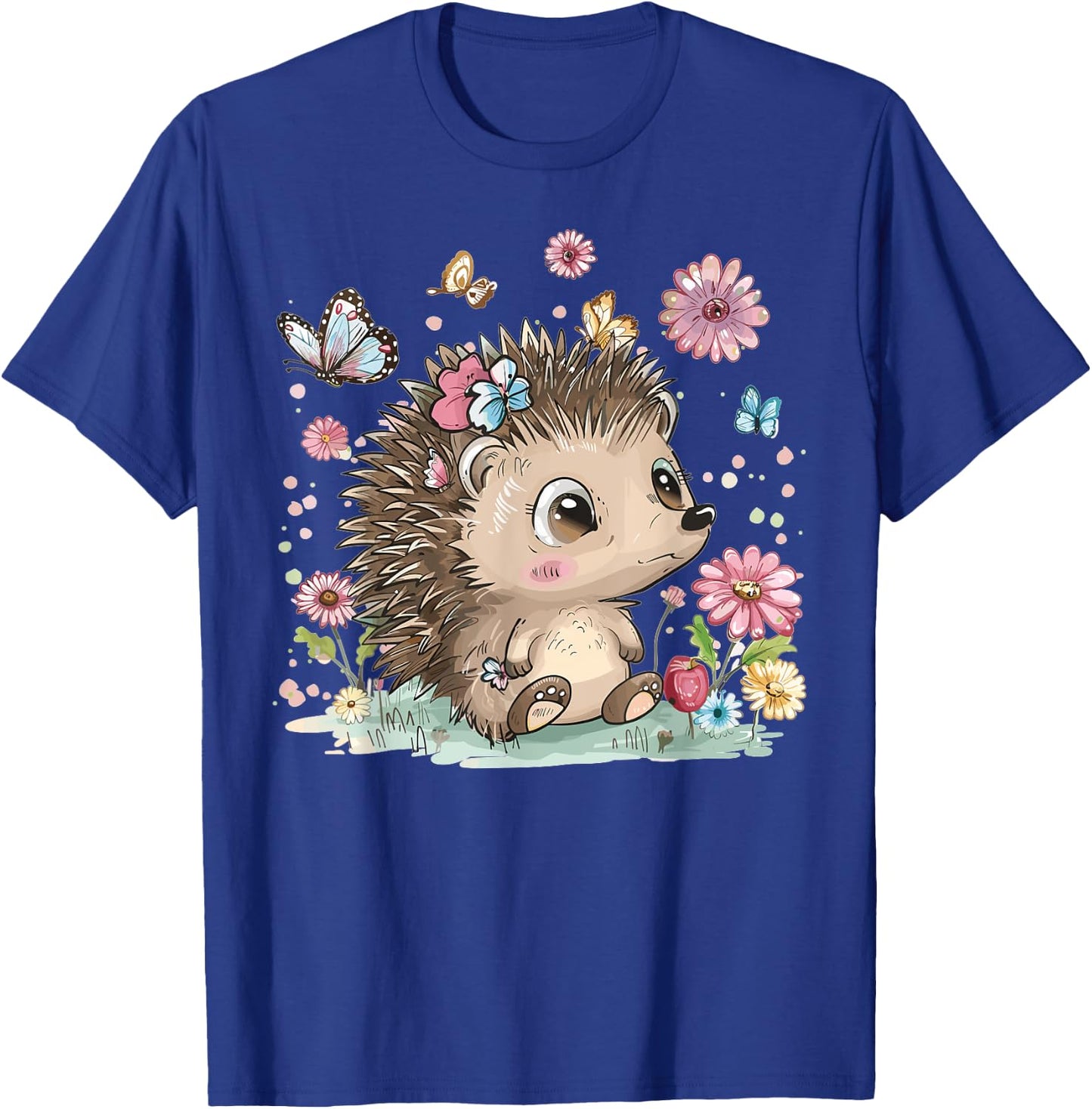 Cute Hedgehog With Flowers I Hedgehog T-Shirt - T-Shirt | Royal