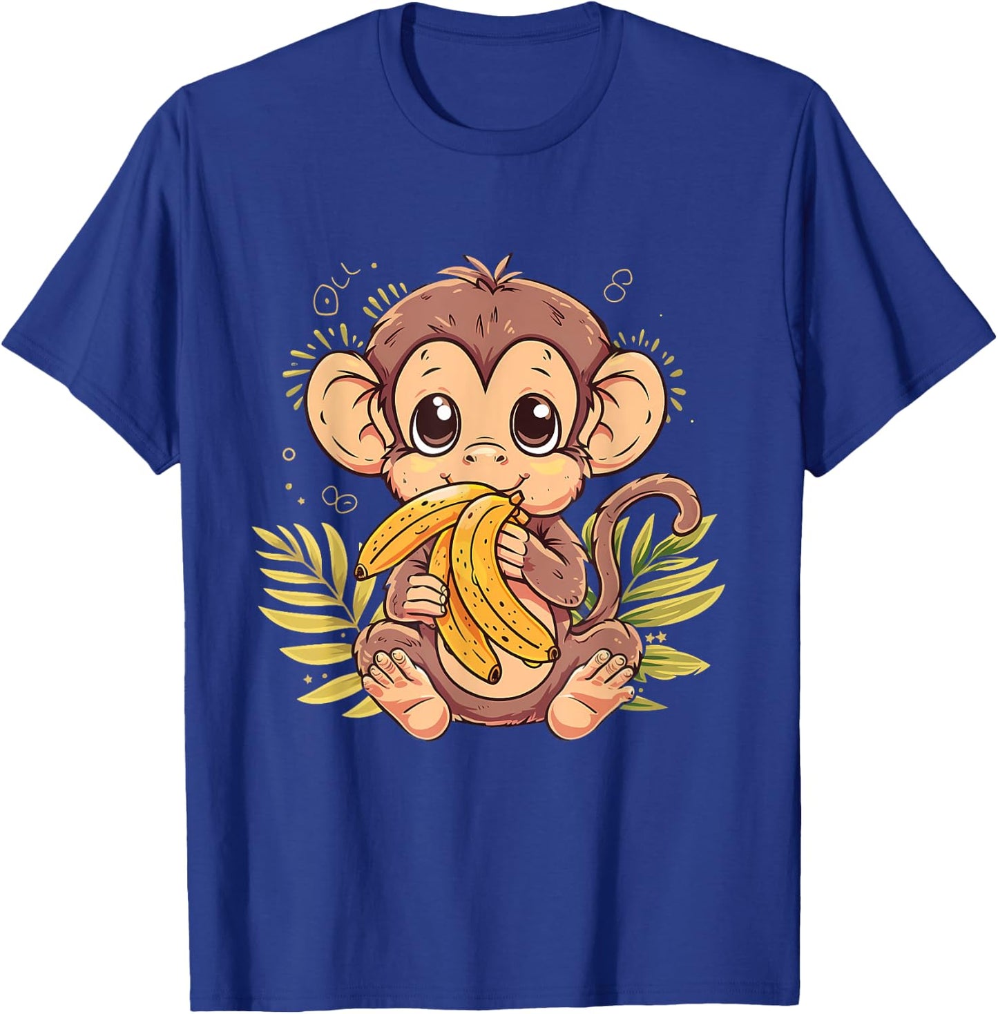 Banana Monkey Bananas Fruit Artwork Cute Monkey Drawing T-Shirt - T-Shirt | Royal