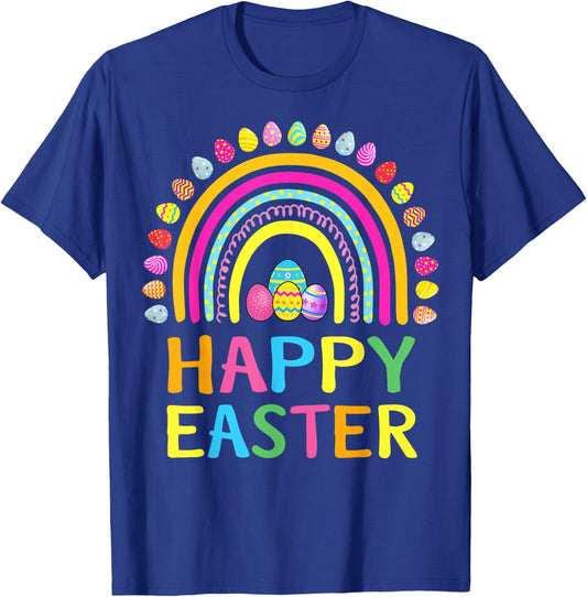 Happy Easter Bunny Easter Egg Hunt Easter Women Girl Rainbow T-Shirt - T-Shirt | Royal