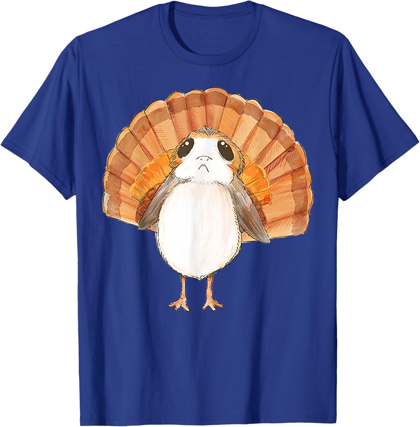 Star Wars Porg Turkey Thanksgiving Feathers Graphic T-Shirt - T-Shirt | Royal