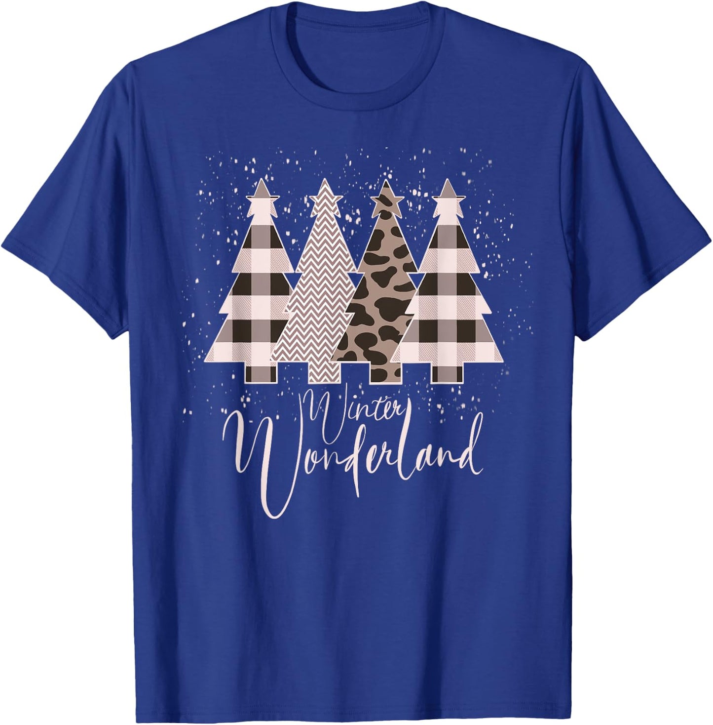 Home State Design Company Winter Wonderland Christmas Tree Buffalo Plaid Leopard T-Shirt - T-Shirt | Royal