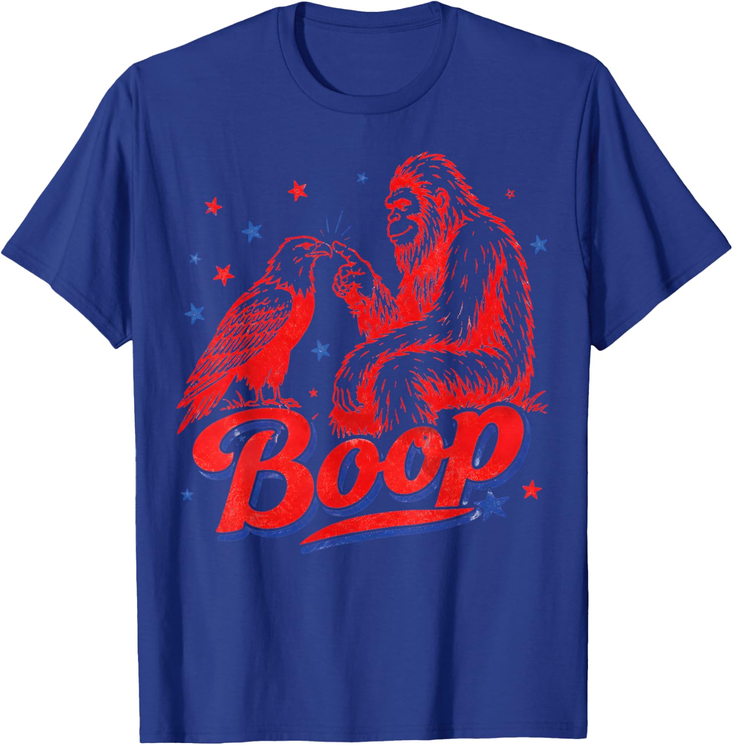 Boop Vintage Bigfoot and Eagle Funny Patriotic 4th of July T-Shirt - T-Shirt | Royal