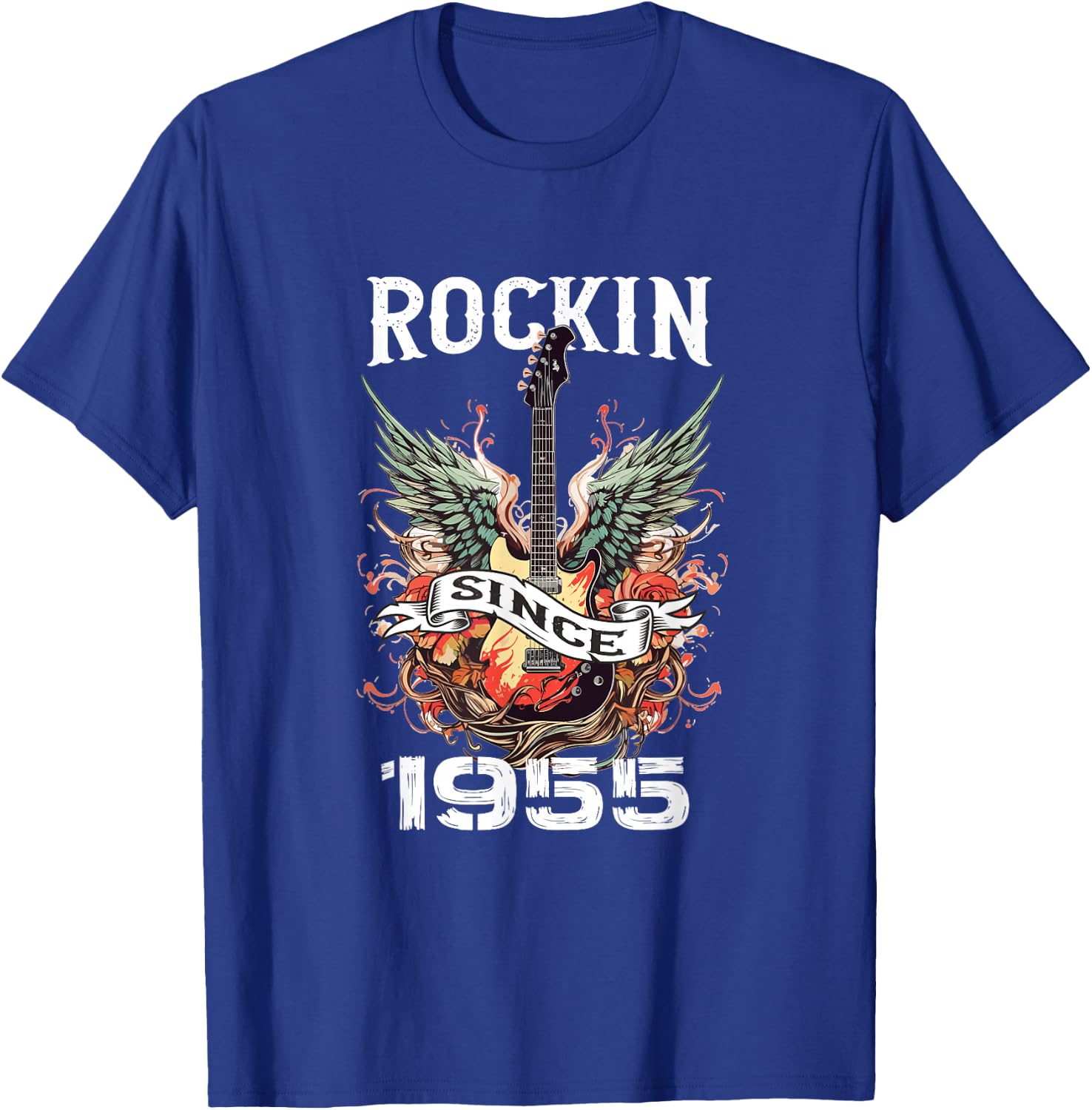 Rockin Since 1955 Classic Rock Guitar Year Of Birth Birthday T-Shirt - T-Shirt | Royal