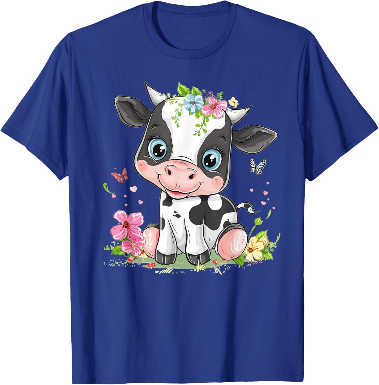 Cute Cow With Flowers I Kids Cow T-Shirt - T-Shirt | Royal