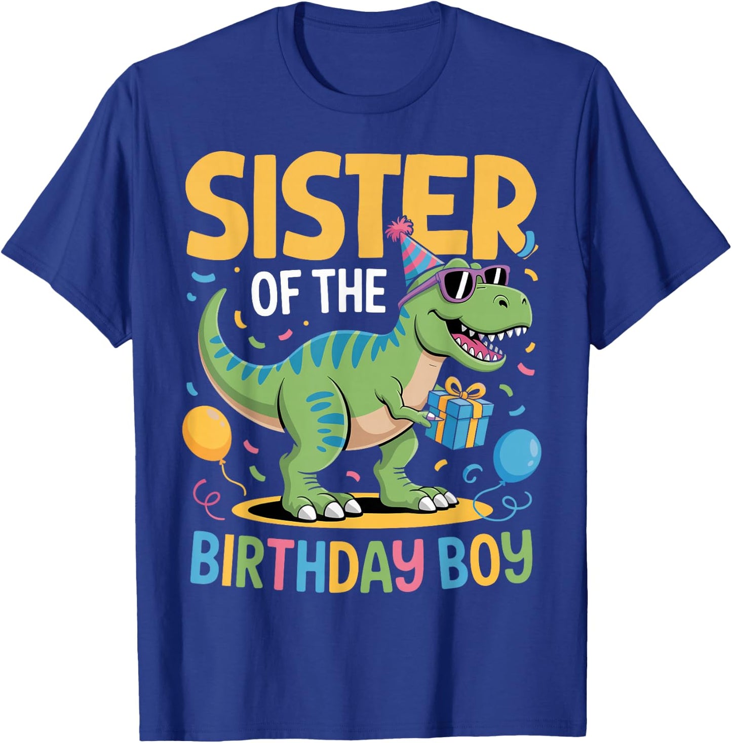 Sister of The Birthday Party Outfit Dinosaur Squad Sister T-Shirt - T-Shirt | Royal