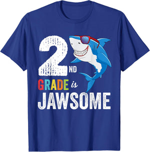 Second Grade Shirt Boys Girls Shark First Day of School T-Shirt - T-Shirt | Royal