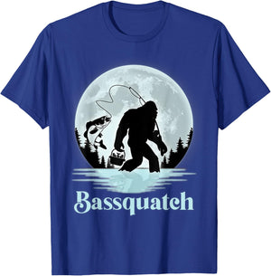Bassquatch Funny Sasquatch Bigfoot Bass Fishing T-Shirt - T-Shirt | Royal