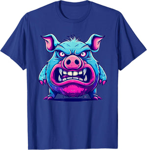 Angry Pig I Colorful Pig T-Shirt - T-Shirt | Royal