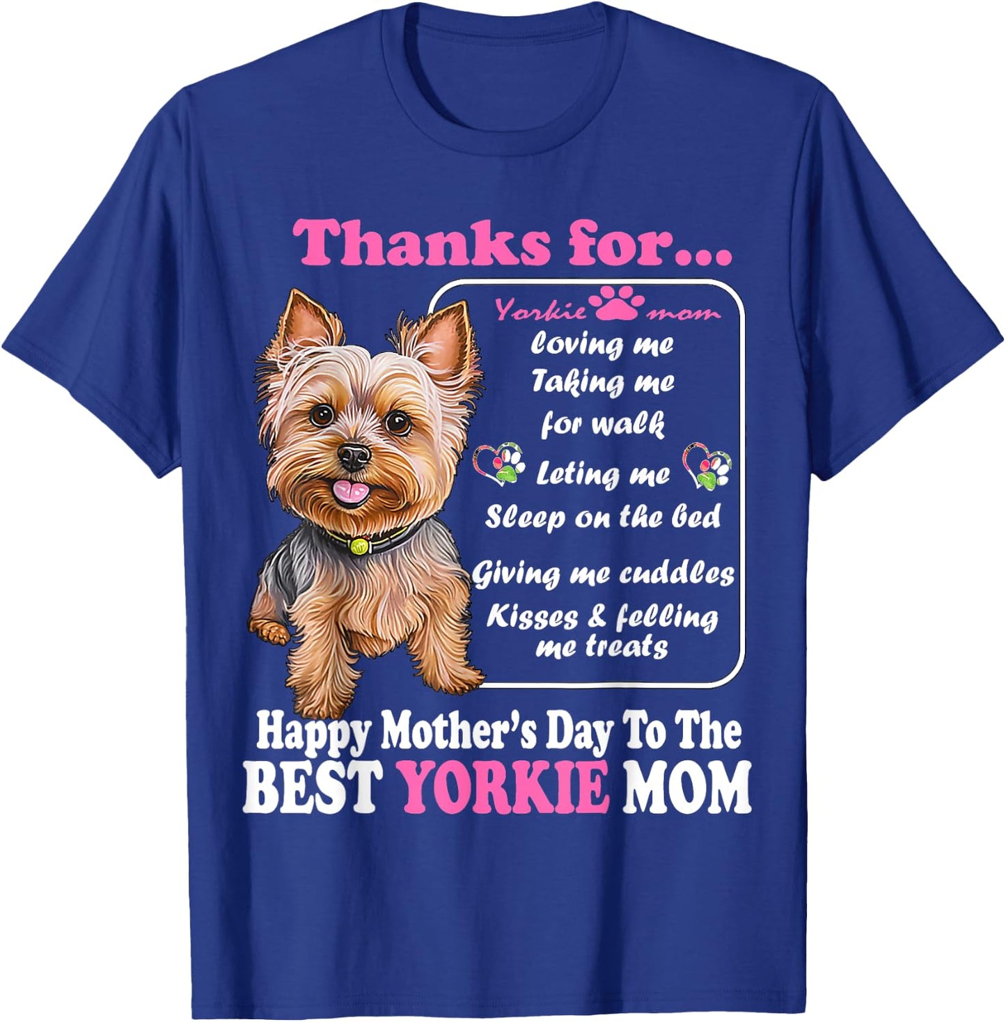 Happy Mother's Day To The Best Yorkie Mom - Yorkie Dog Mommy Men Women T-Shirt - T-Shirt | Royal