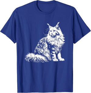 Cat Dad Mom Lover - Monochromatic Maine Coon , Black, S T-Shirt - T-Shirt | Royal