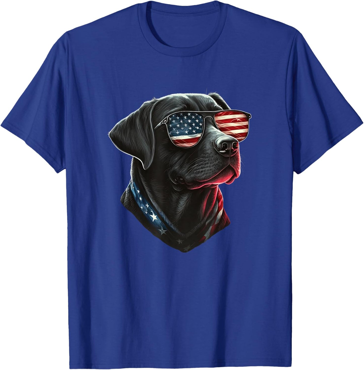 Black Labrador Retriever American Flag Patriotic USA T-Shirt - T-Shirt | Royal