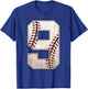 Baseball Birthday Boy Nine 9 Years Old Ninth 9th Bday Party T-Shirt - T-Shirt | Royal
