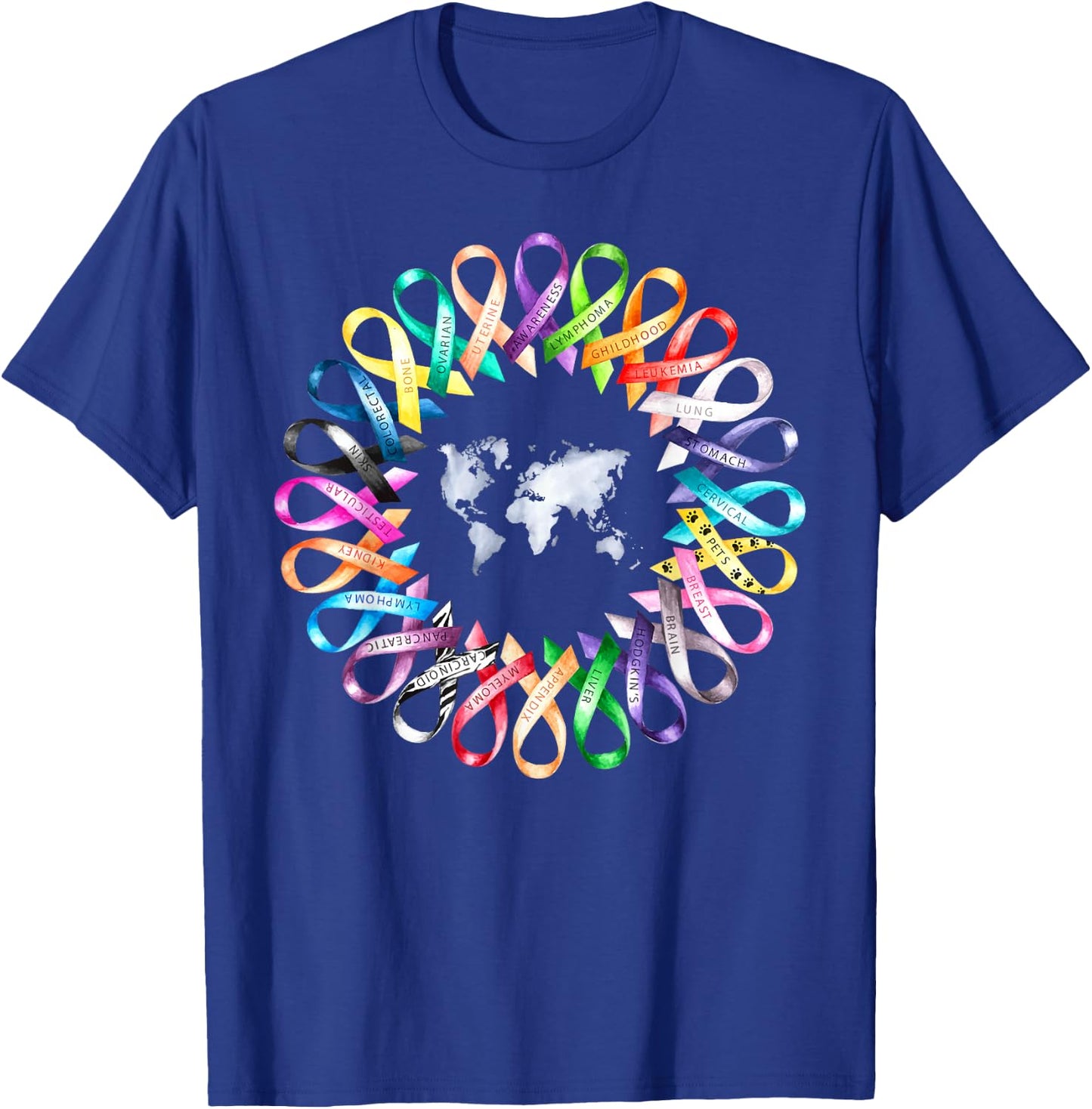 Cancer Sucks In Every Color Shirt Caner Ribbon Colors T-Shirt - T-Shirt | Royal