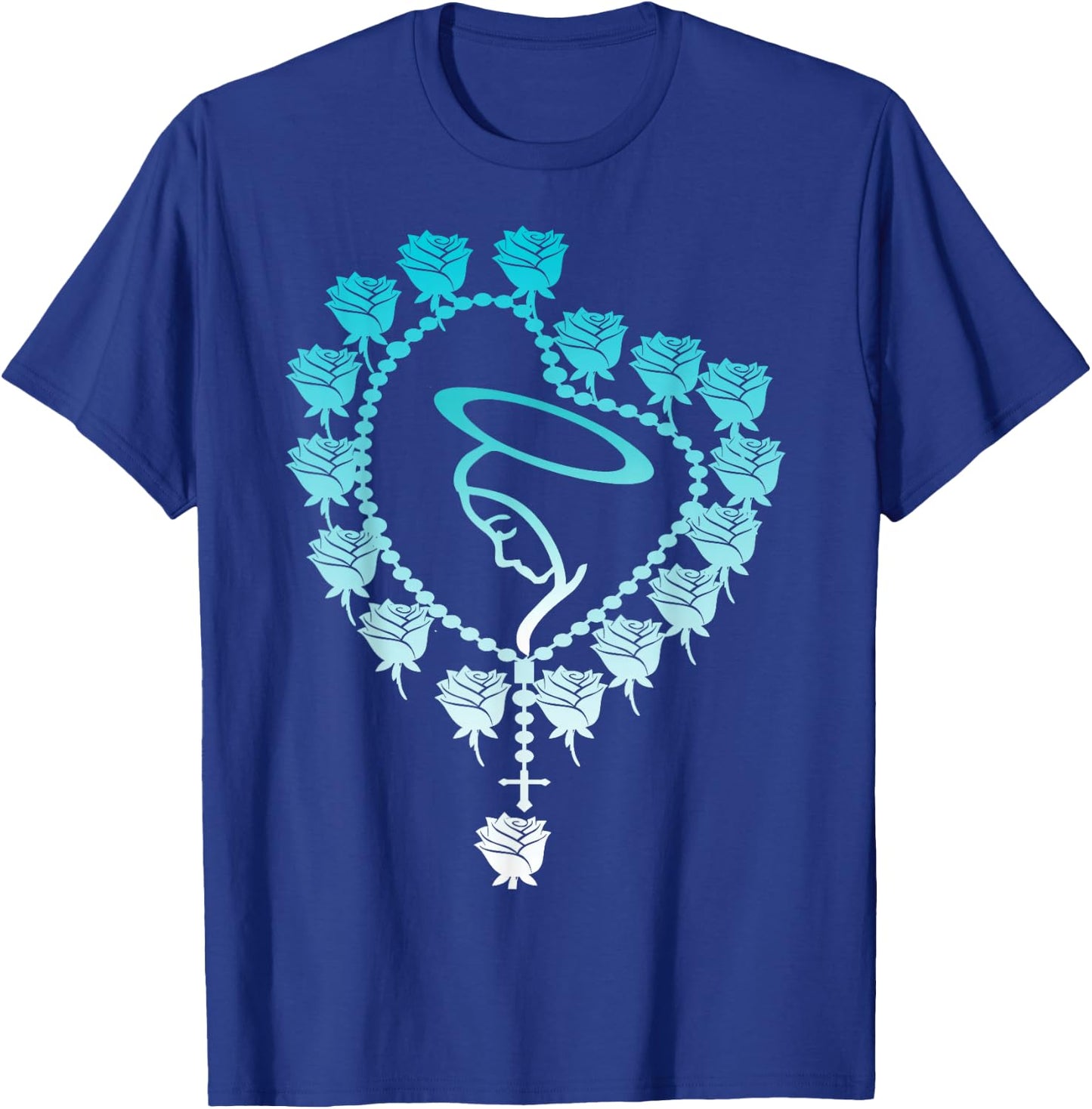 The Holy Rosary Virgin Mary Catholics. Heart Roses T-Shirt - T-Shirt | Royal