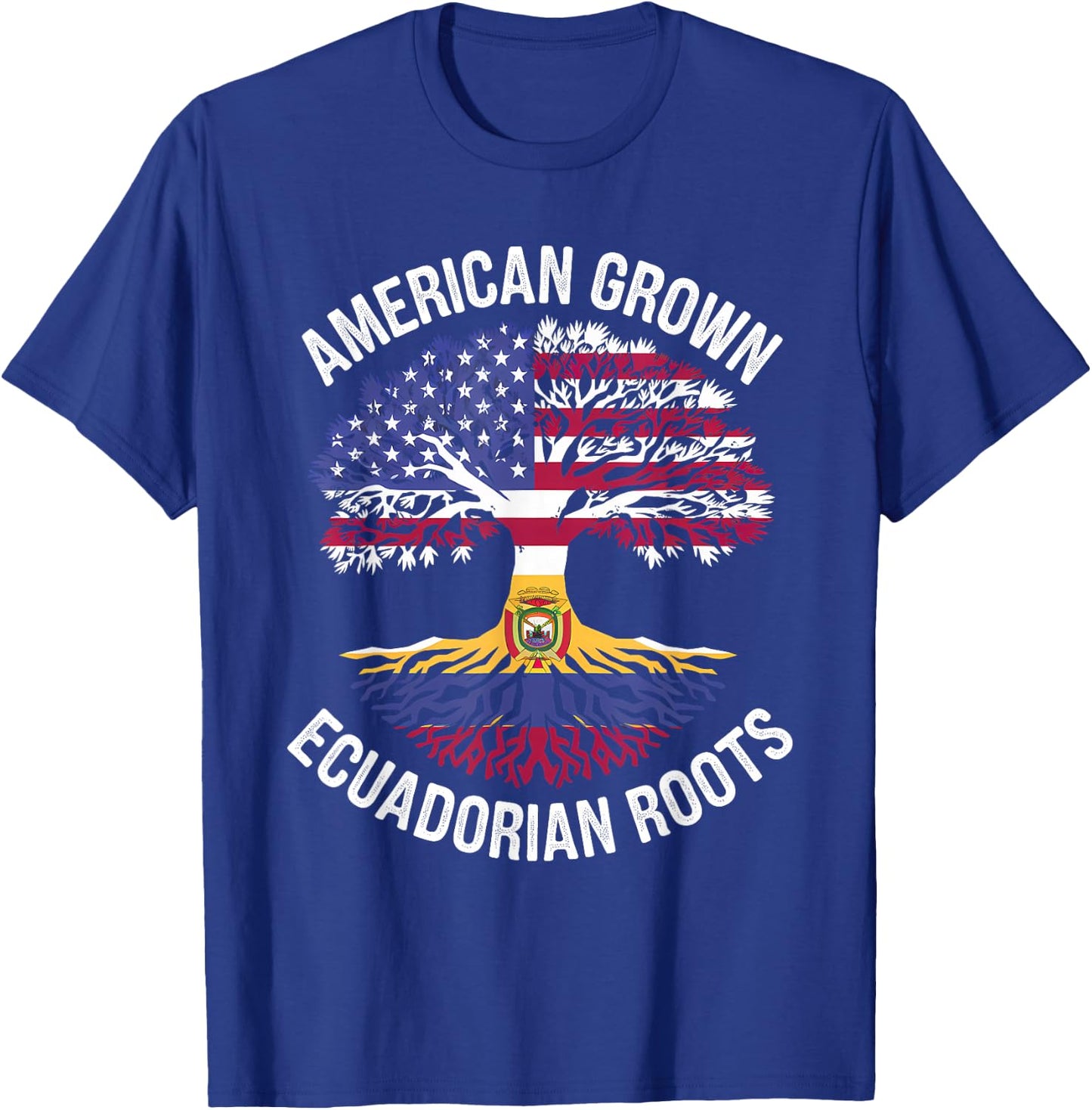 American Grown with Ecuadorian Roots Tree Dual Citizens T-Shirt - T-Shirt | Royal