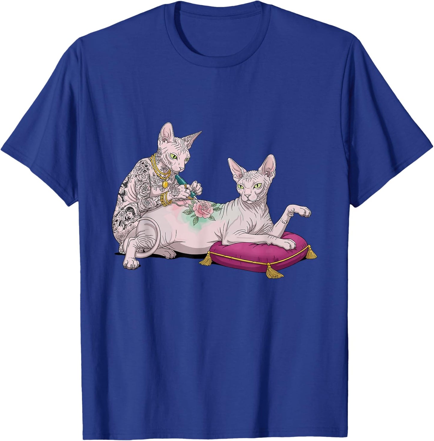 Sphynx Cat Tattooing Funny Meme Kitty Humor Tattoo Artist T-Shirt - T-Shirt | Royal