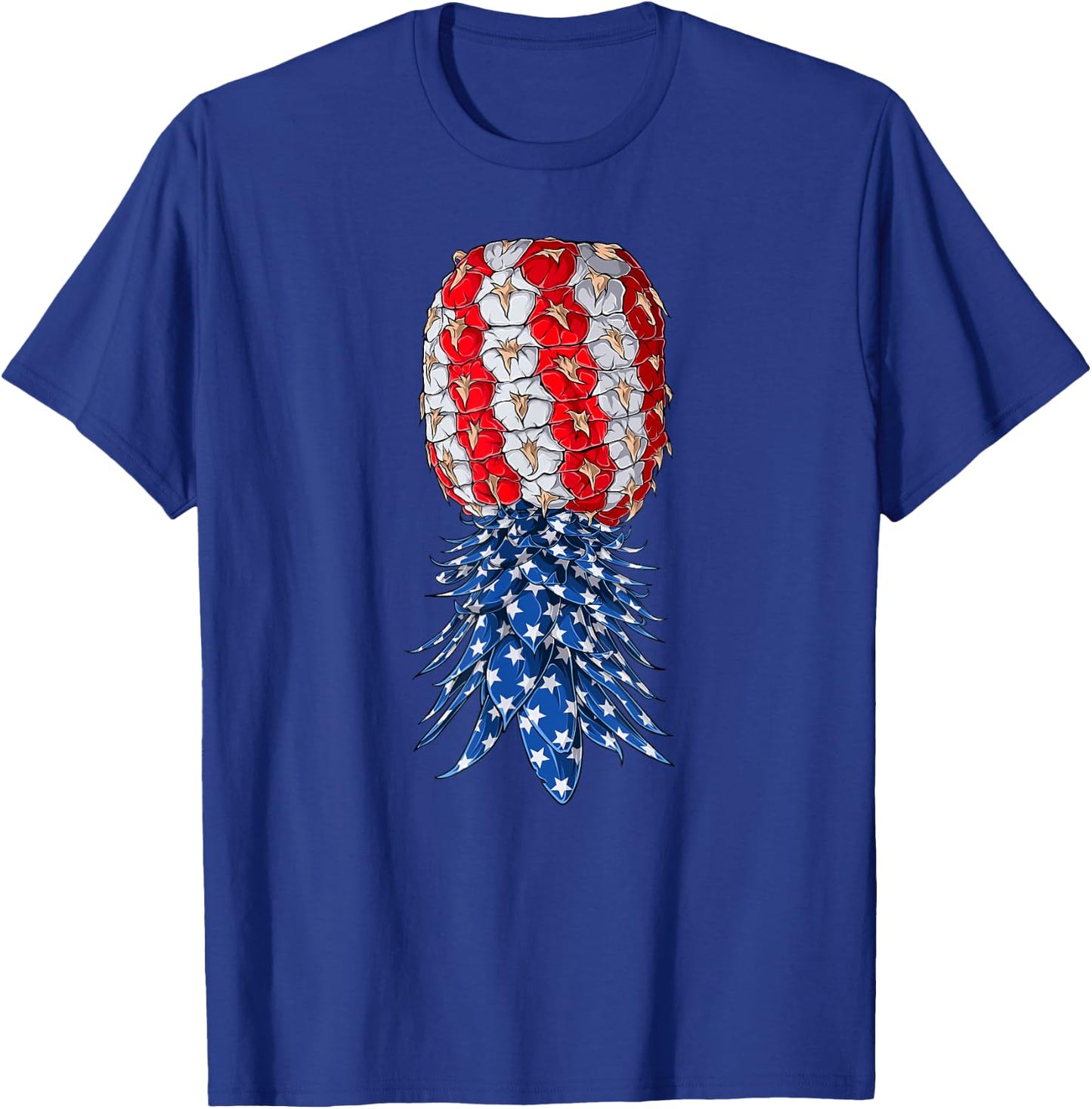 July Patriotic Red White Blue Upside Down Pineapple Swinger T-Shirt - T-Shirt | Royal