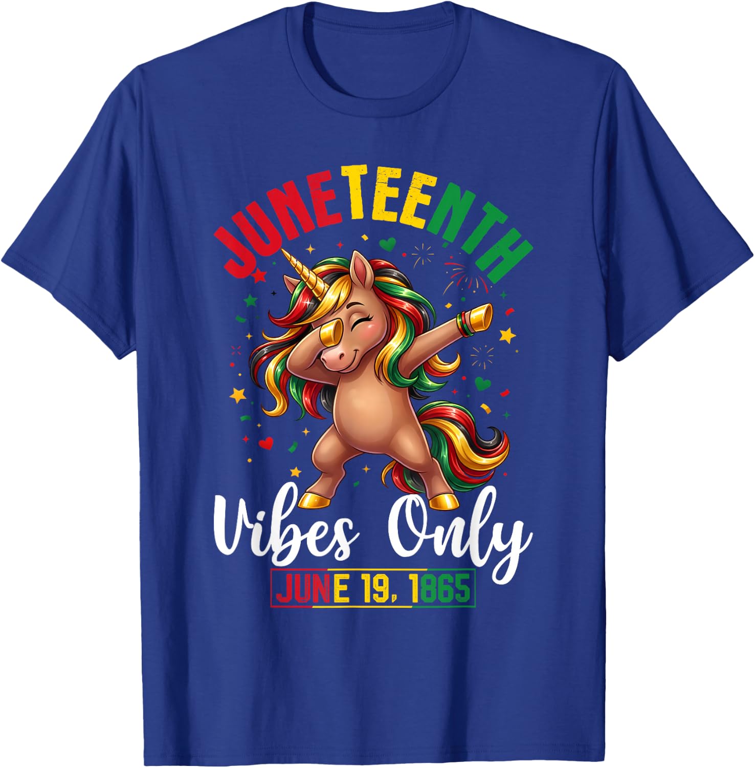 Juneteenth June 19 1865 Cute Unicorn Dabbing Girls Kids T-Shirt - T-Shirt | Royal