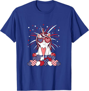 Patriotic Unicorn 4th Of July USA American Flag Girls Kids T-Shirt - T-Shirt | Royal