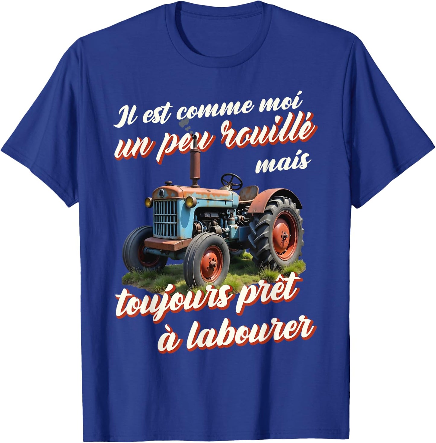 Tractor farmer gift old tractor old humor , Black, S T-Shirt - T-Shirt | Royal