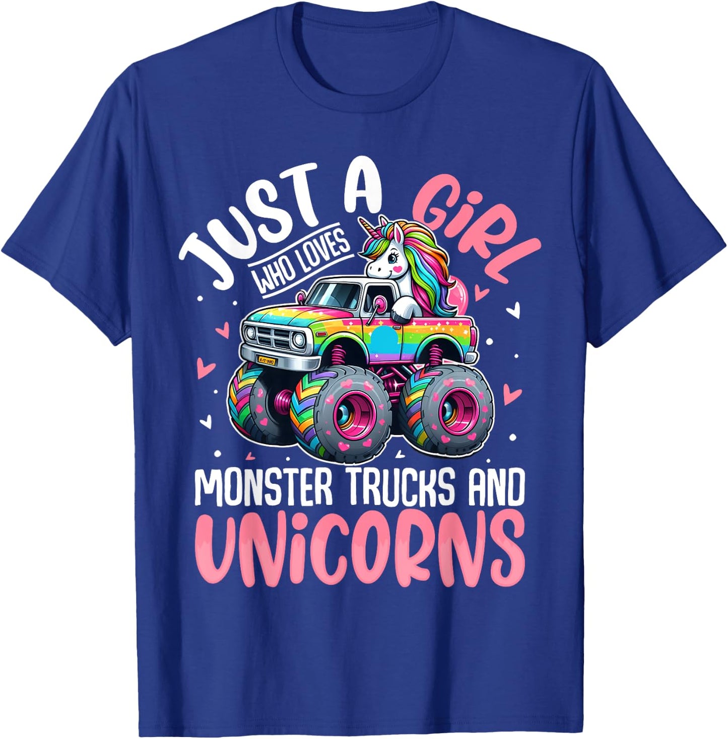Just a Girl Who Loves Monster Trucks And Unicorns Toddler T-Shirt - T-Shirt | Royal