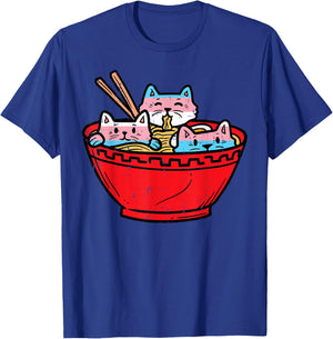 Ramen Cats Transgender Trans Pride Flag Japanese Noodle Food T-Shirt - T-Shirt | Royal